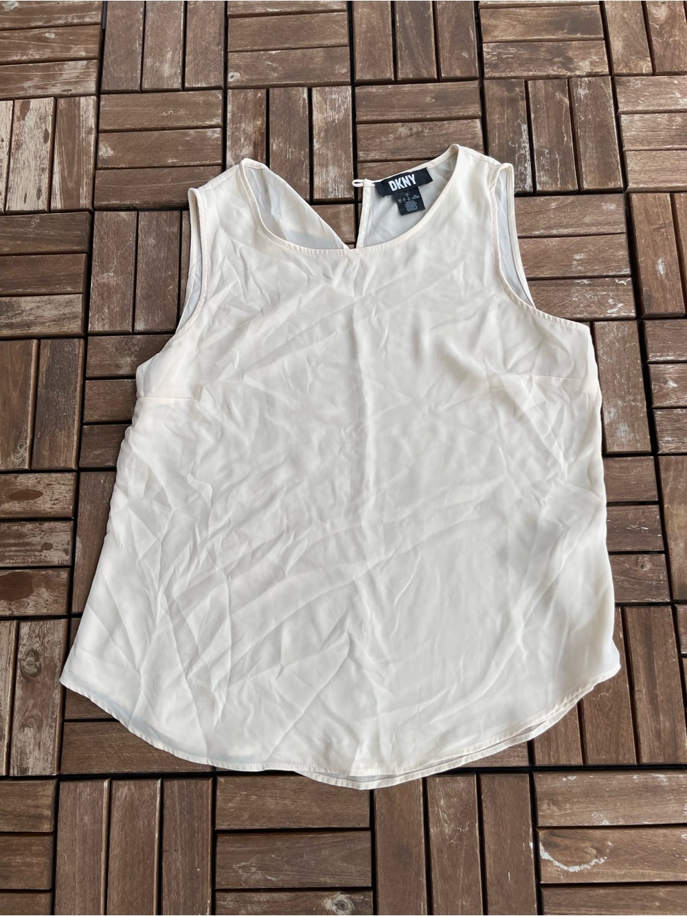 DKNY White Sleeveless Silk-Look Camisole